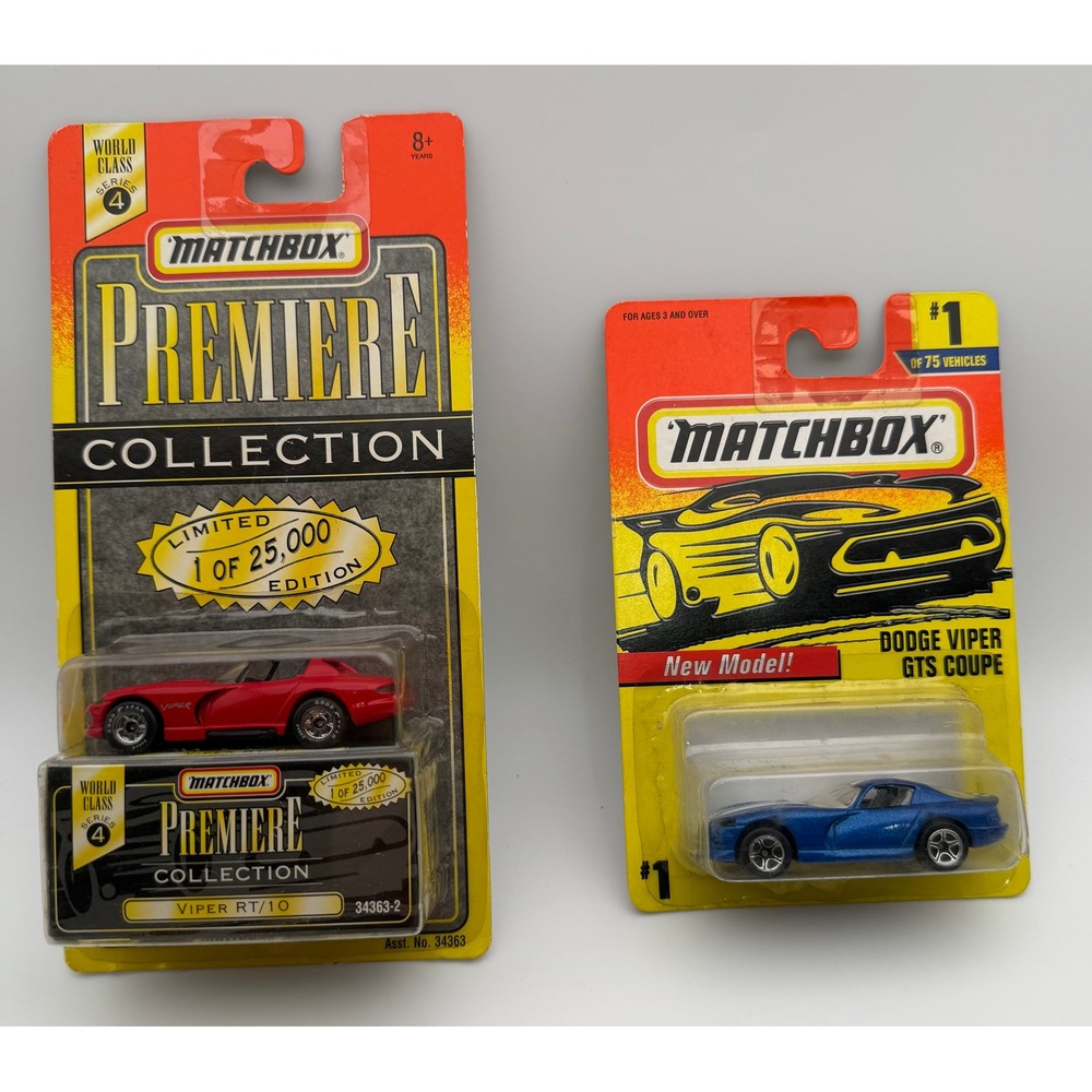 Matchbox Premiere Collection Dodge Viper RT/10 Red & GTS Coupe Blue 1:64 Set